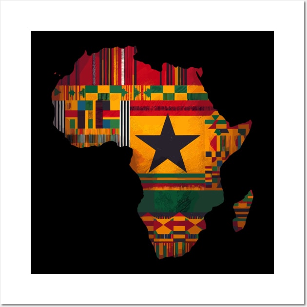 African Map Kente Pattern Ghana Flag Wall Art by Graceful Designs